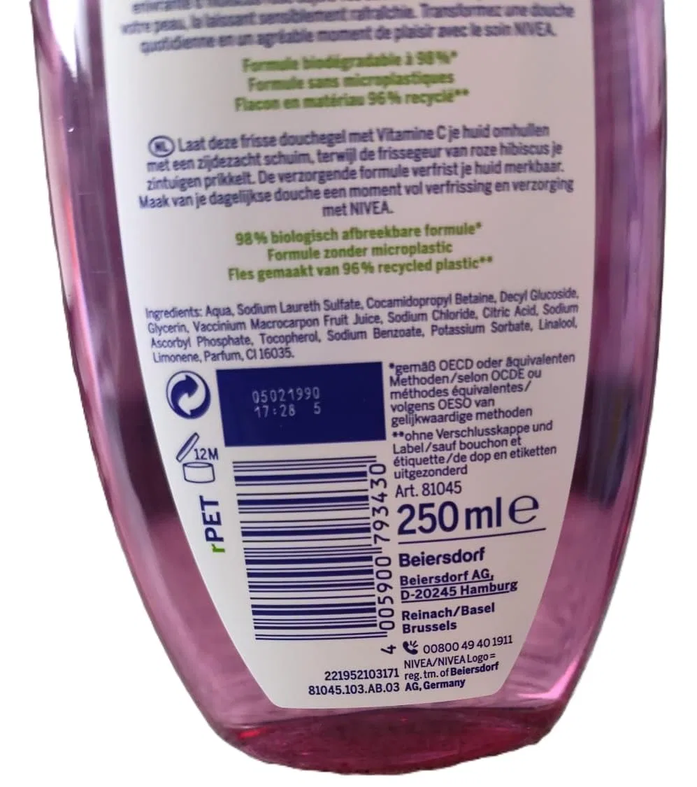 Гель для душа My Moment с гибискусом, NIVEA, набор 6x250 мл — фото 2