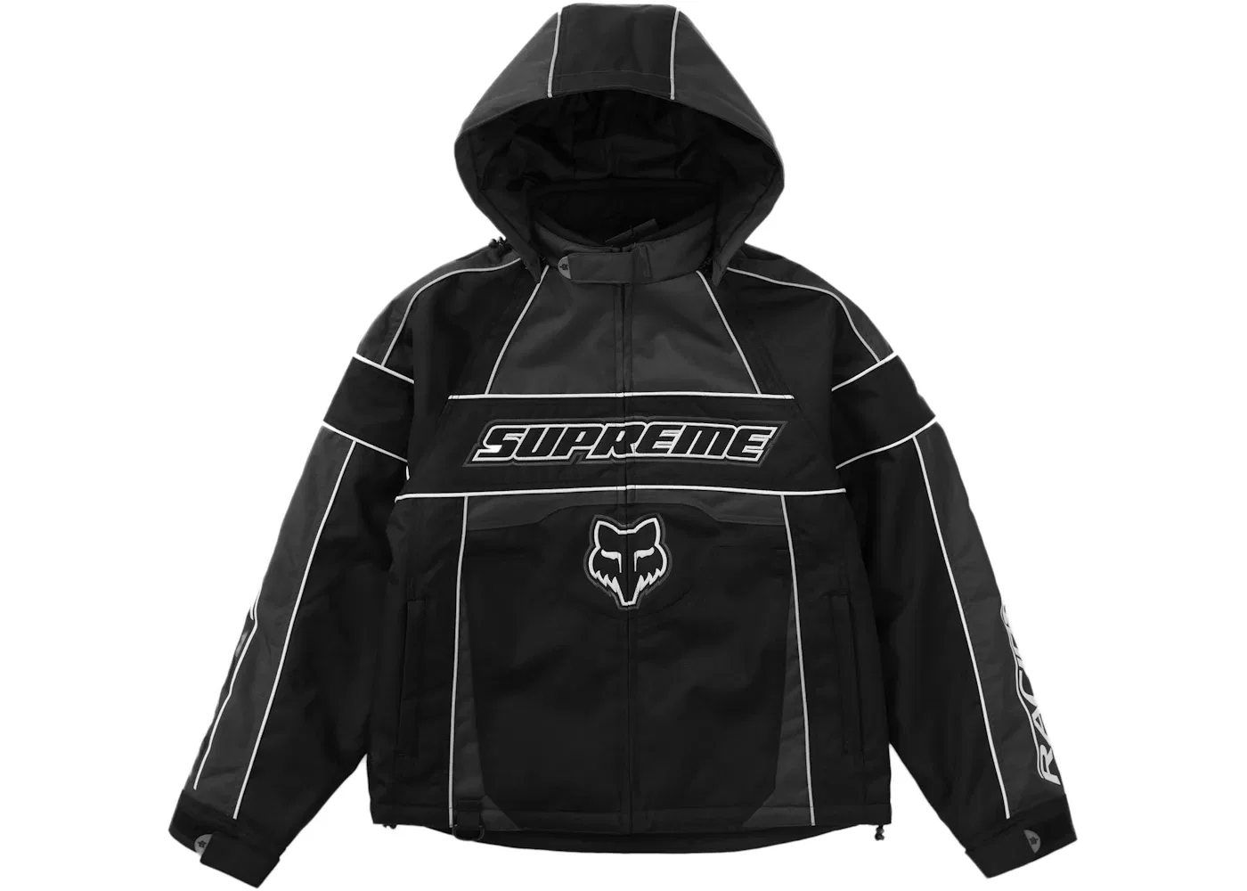Мужская куртка с капюшоном Supreme Fox Racing Jacket Supreme, Black — фото 3