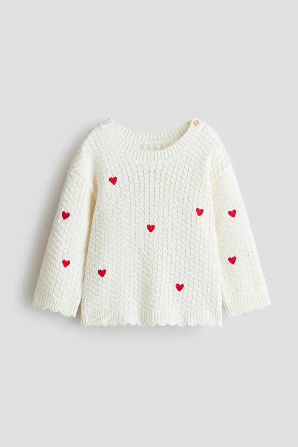 Хлопковый свитер H&M, Cremefarben/Herzen