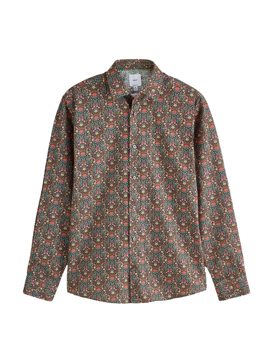 Рубашка Next Regular fit Button Up Shirt 'N. Premium' темно-коричневого цвета