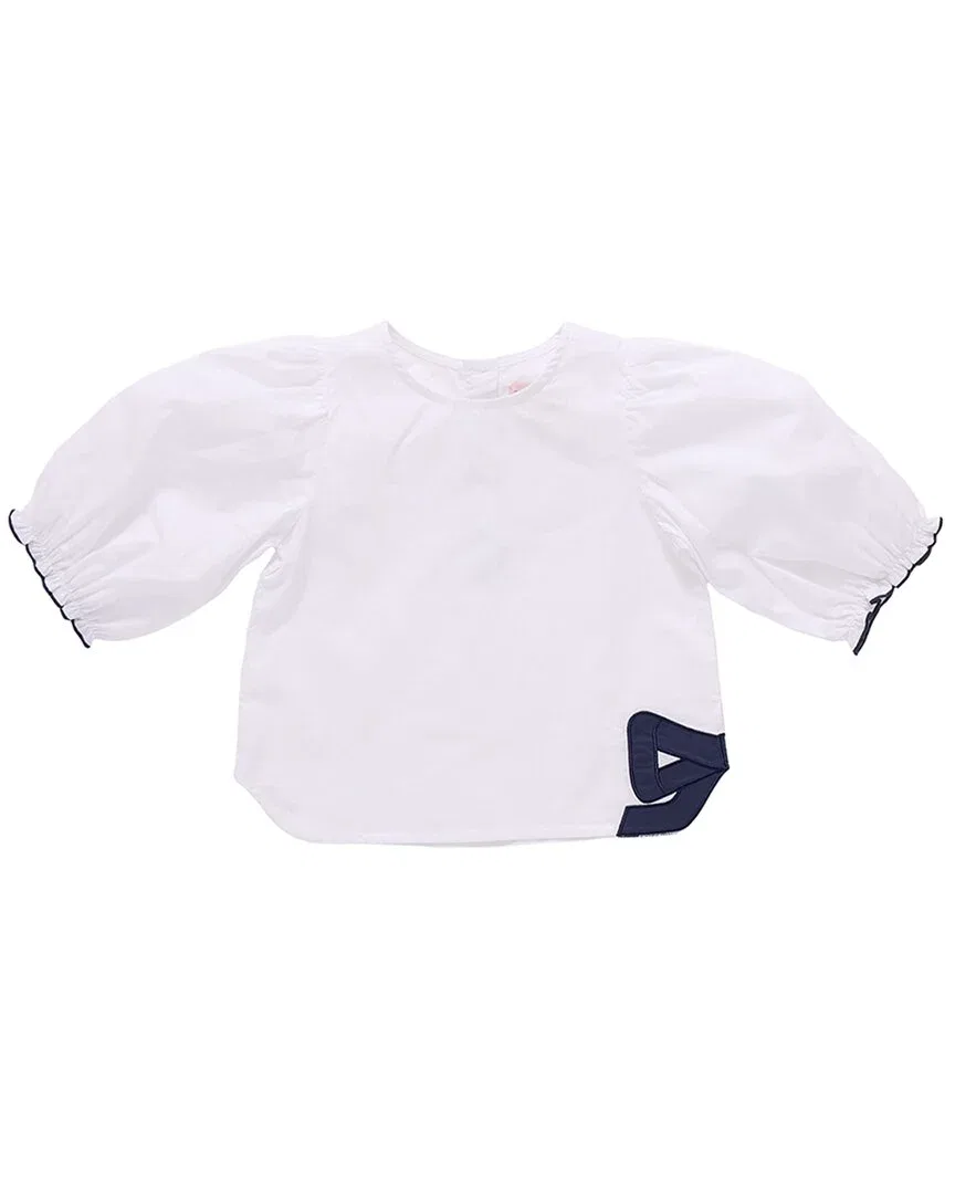 Детская блузка для девочек с рукавом-фонариком и бантом Dana Bow Top Pink Chicken, White