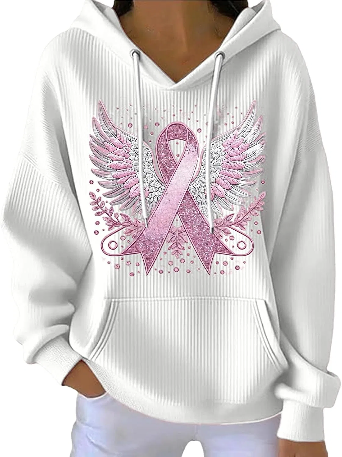Женский свитшот с принтом In October We Wear Pink, белый