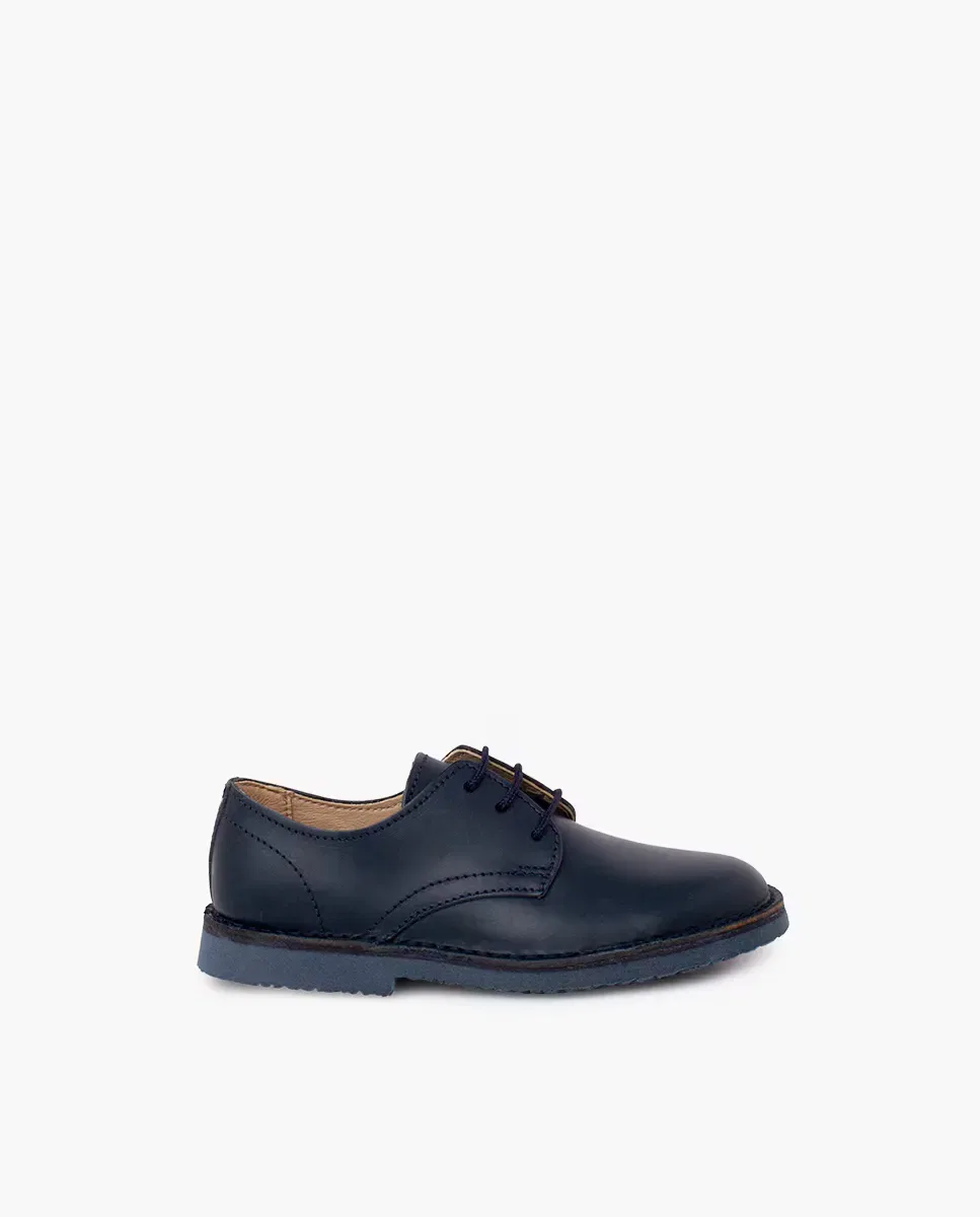 Детские туфли для девочек кожаные Blucher Pisamonas, Azul Marino