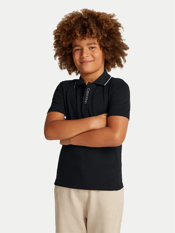 Поло regular fit Embro Logo Calvin Klein Jeans, черный