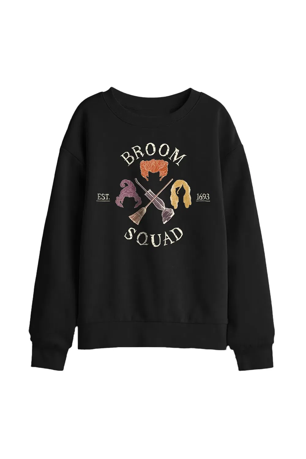 Детский свитшот с принтом Hocus Pocus Sanderson Sisters Broom Squad Disney, Black