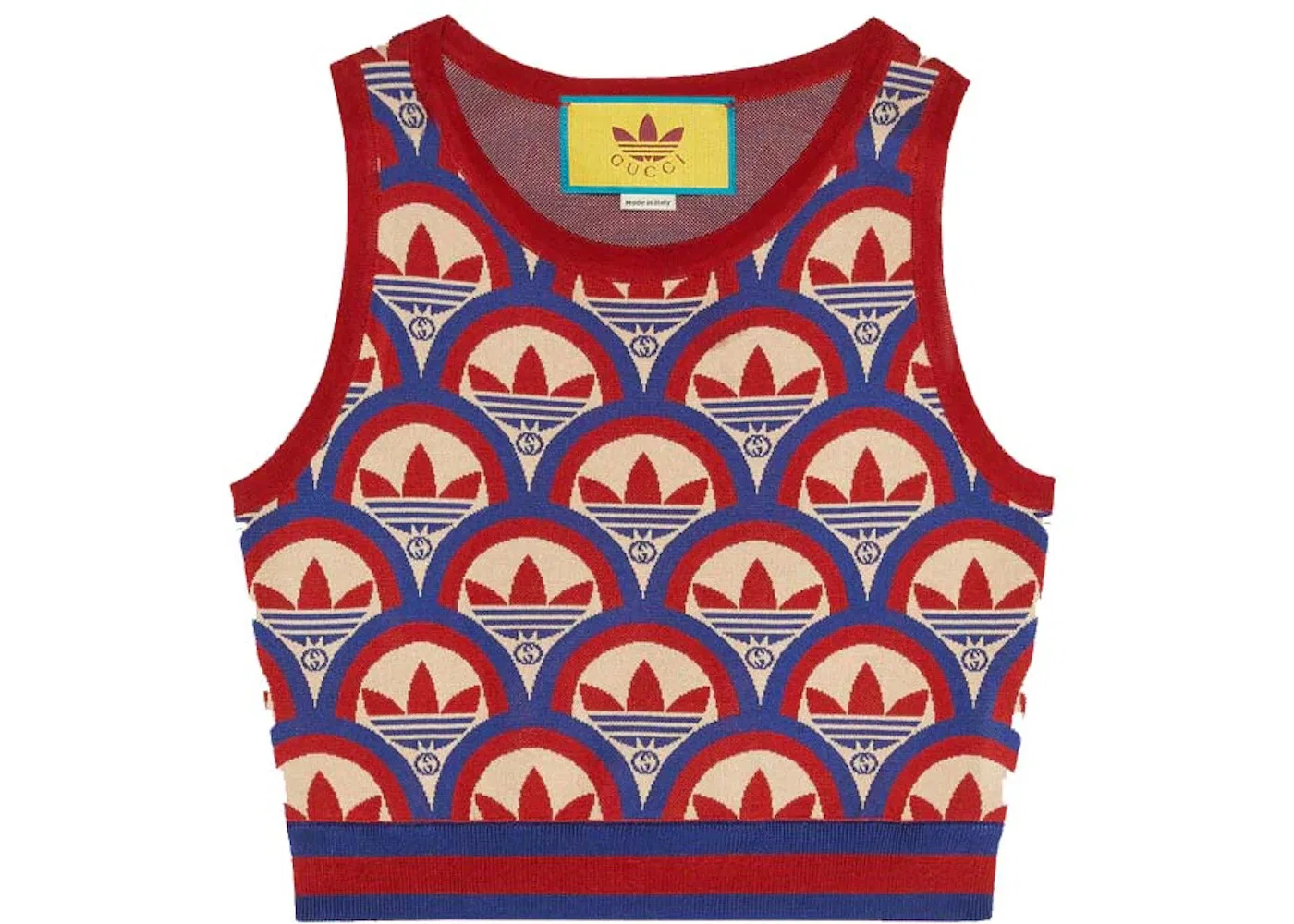 Женский топ с принтом Gucci x Adidas Jacquard Top Gucci, Red/Blue