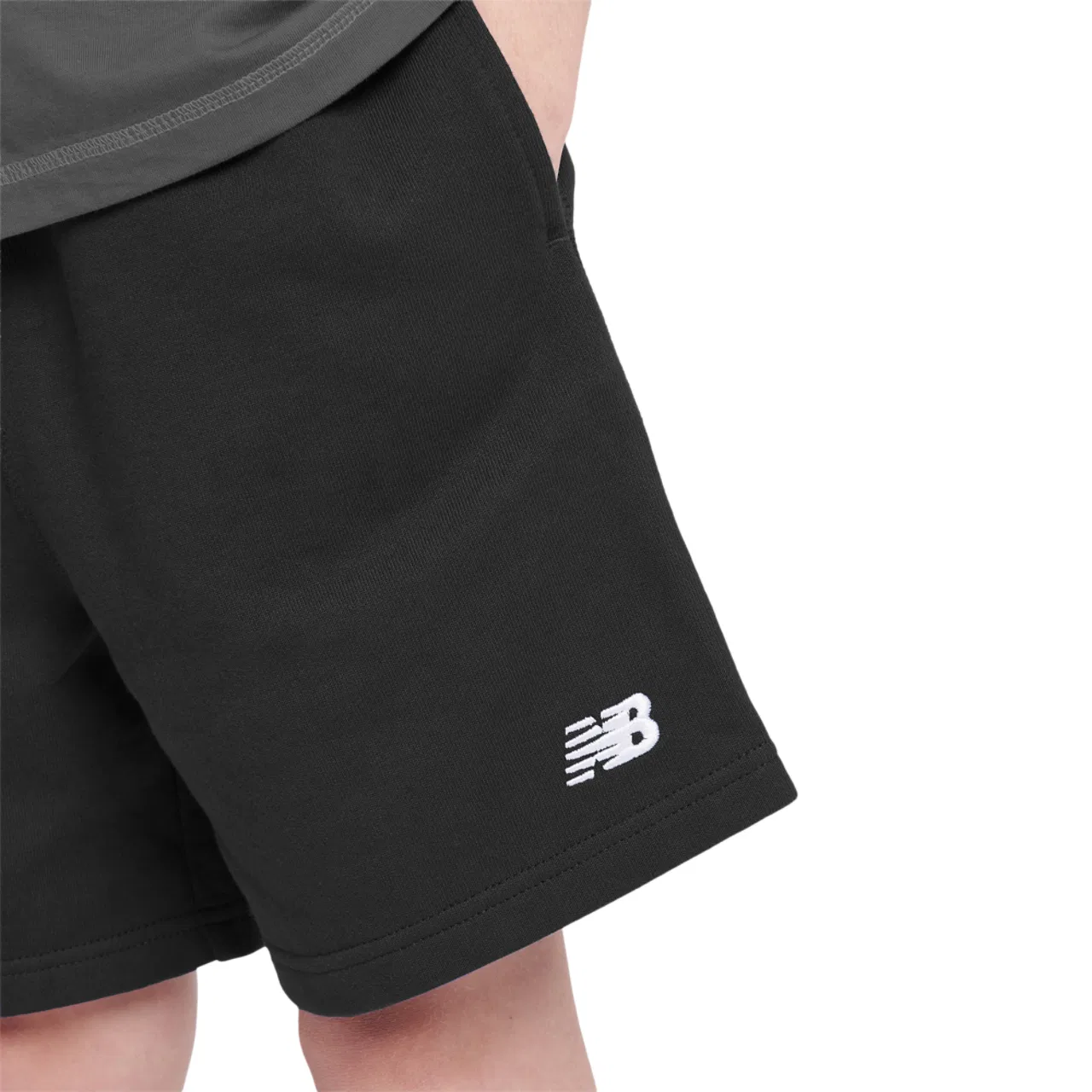 Детские шорты для мальчиков свободного кроя из футера New Balance, Black/White — фото 4