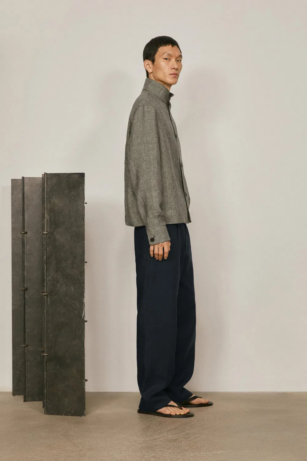 Льняная куртка-бомбер с узором «елочка» - лимитированная серия Massimo Dutti, Washed — фото 2