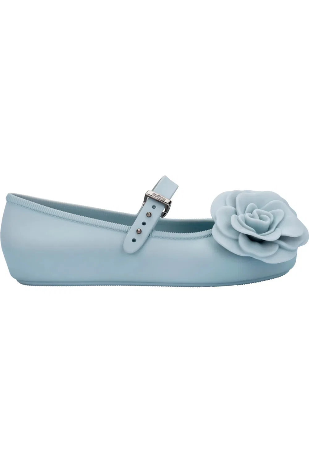 Детские туфли балетки с цветочными аппликациями Mini Melissa, синий — фото 2