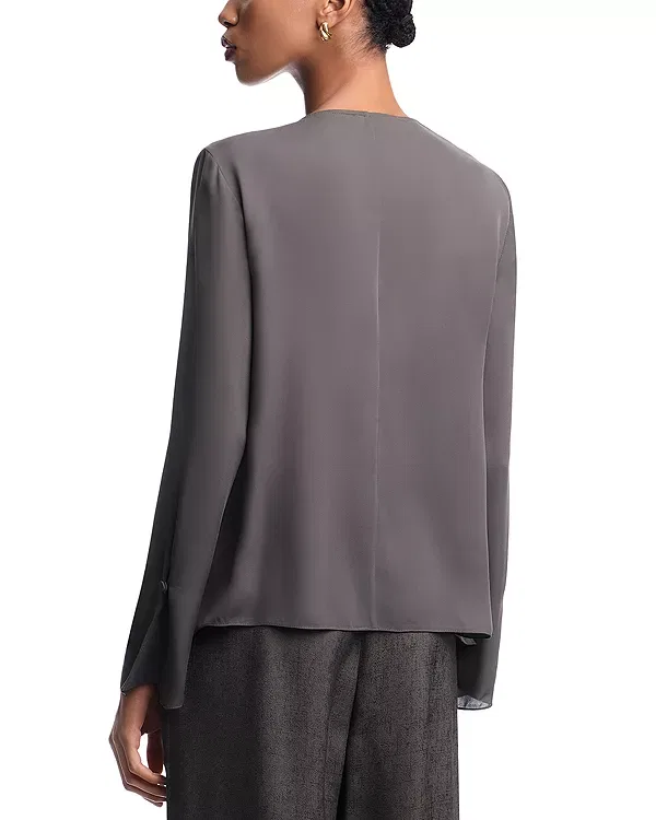 Женская блуза из двойного жоржета с длинным рукавом Emporio Armani, Chocolate — фото 3
