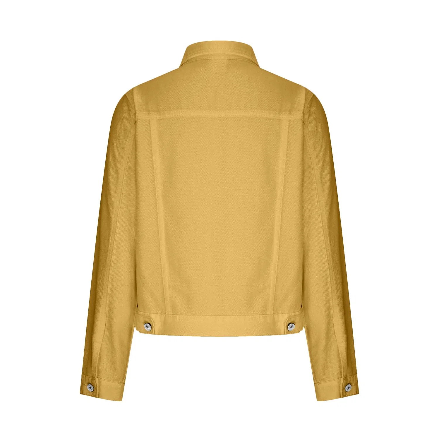 Женская джинсовая куртка с длинным рукавом, классическая, Yellow — фото 4