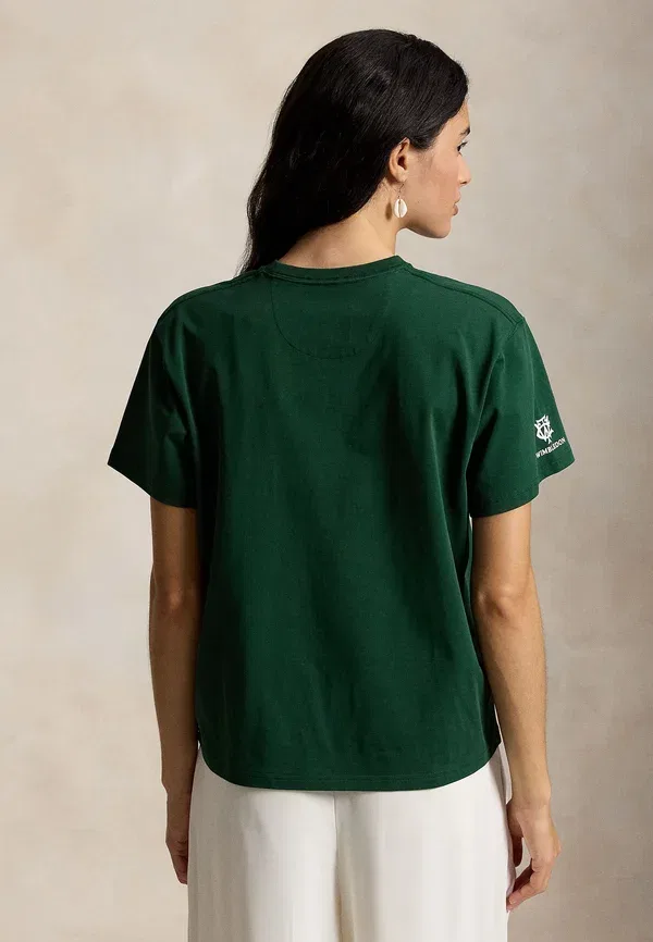 Футболка с принтом 100% хлопок Wimbledon logo cotton jersey tee Polo Ralph Lauren, Refined Navy — фото 3