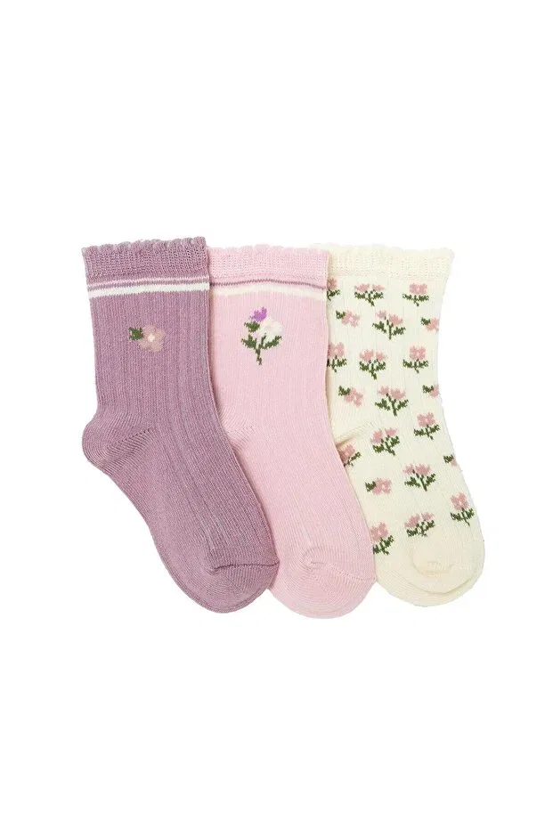 Детские носки для девочек с принтом 3-предметный набор Hellobaby, Pink Ebebek Hello Baby