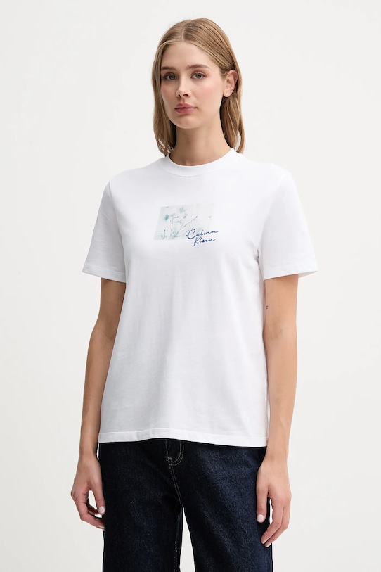 

Хлопковая футболка Calvin Klein Jeans, белый