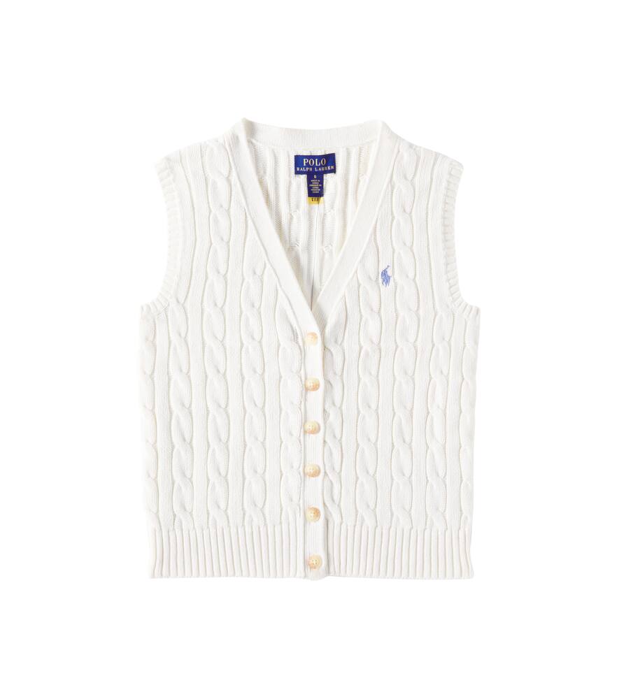 

Вязаный жилет из хлопка кабельной вязки Polo Ralph Lauren Kids, Nevis/Harbour Island Blue