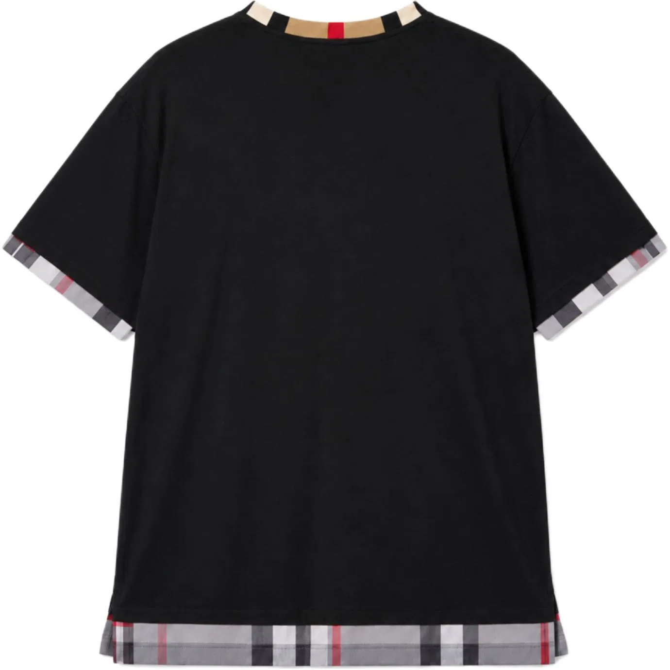 Мужская футболка с принтом Vintage Plaid Edge Burberry, Черный — фото 3