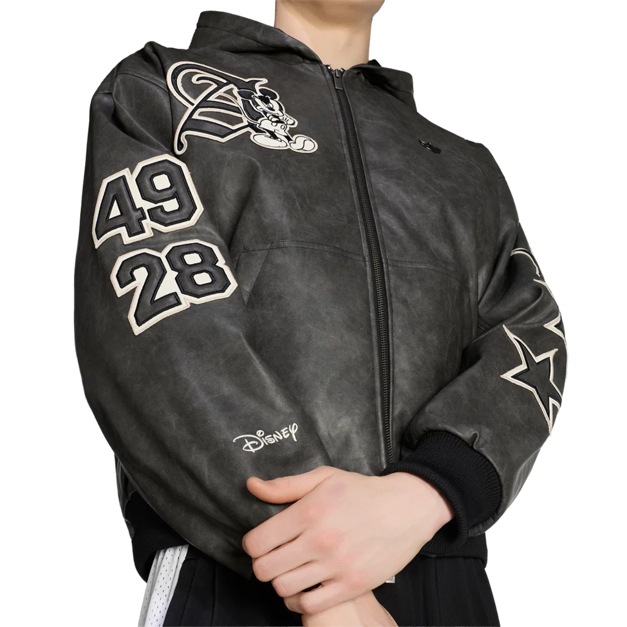 Мужская куртка из экокожи с принтом Mickey Mouse, adidas Originals x Disney, Black — фото 4