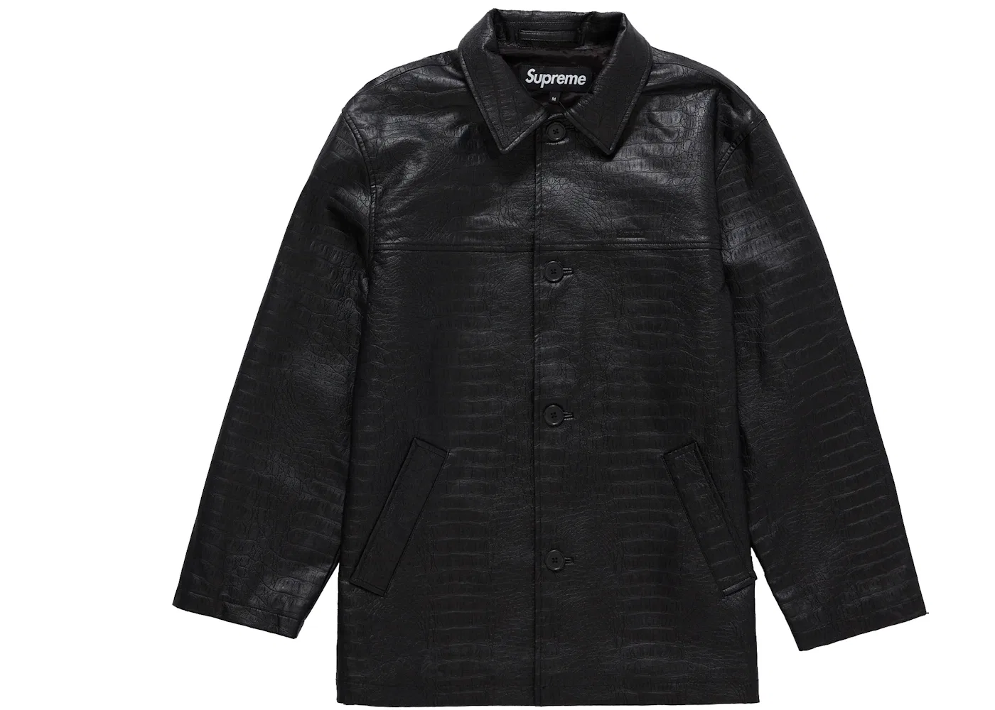 Мужское пальто с принтом под крокодиловую кожу Faux Croc Car Coat Supreme, черный
