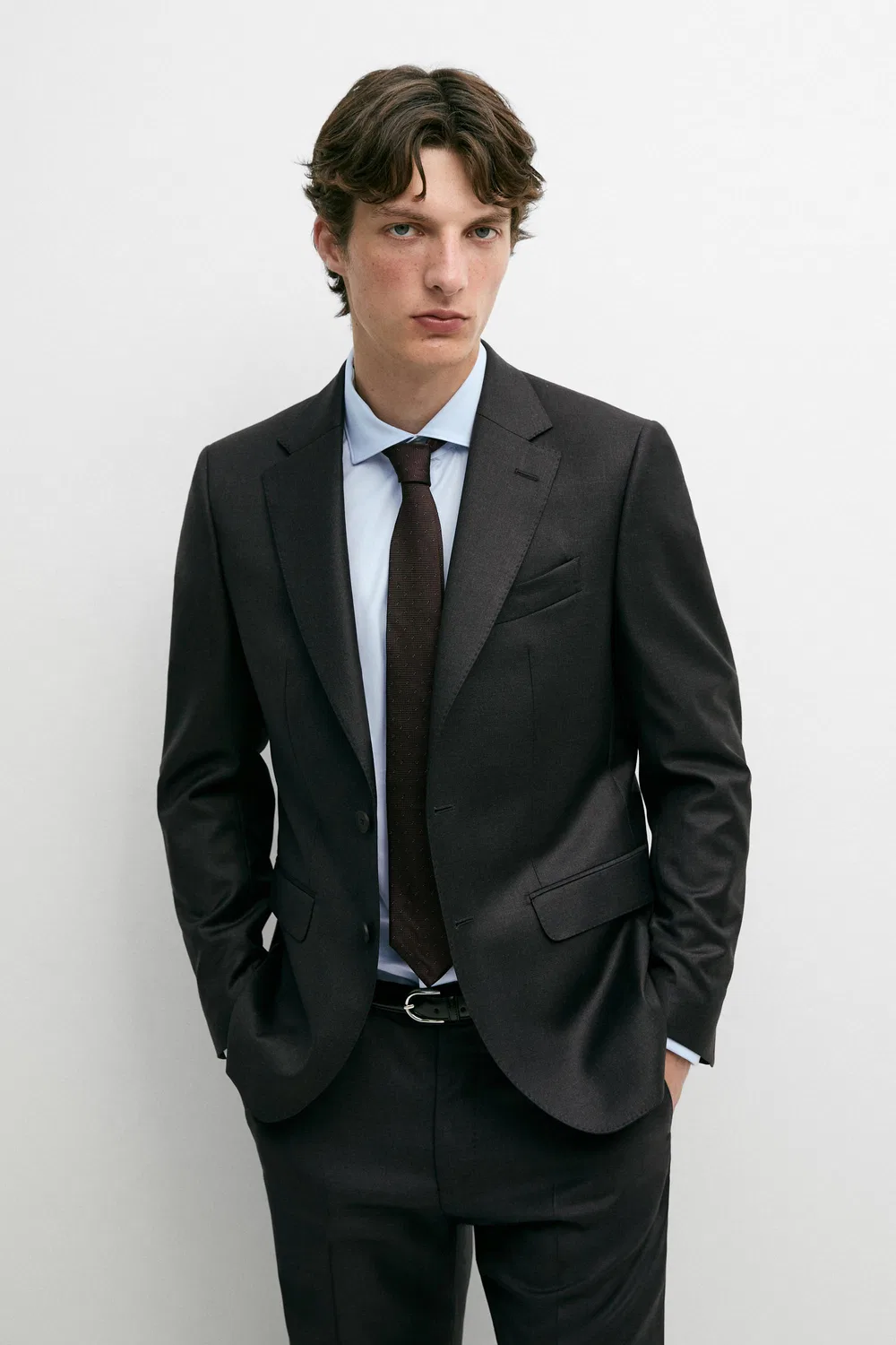 Пиджак Massimo Dutti, из прохладной шерсти, угольно-серый — фото 2