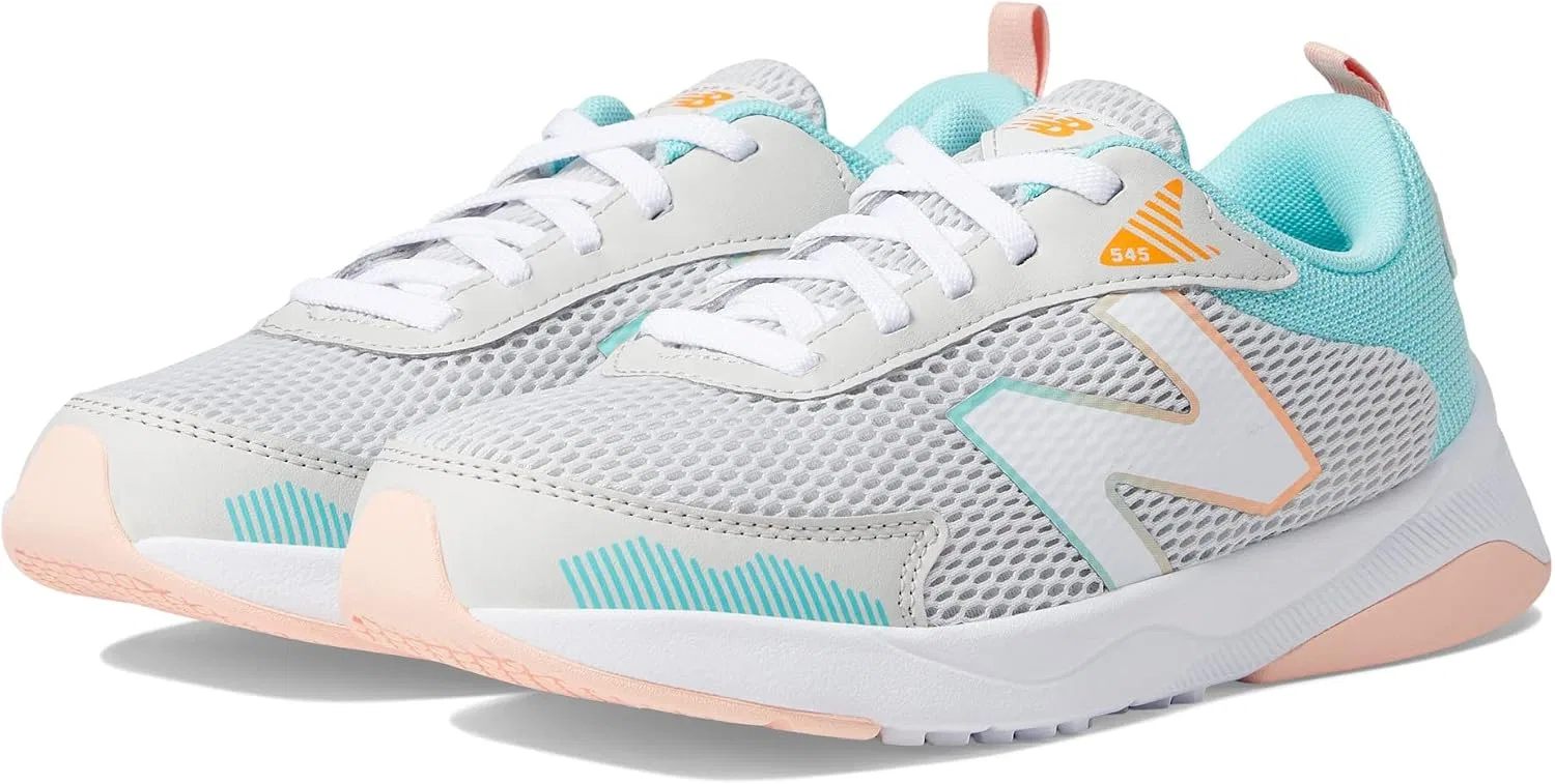 Детские кроссовки для девочек с шнуровкой 545 V1 New Balance, Summer Fog/Surf/Peach Glaze — фото 4