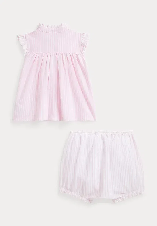 Комплект из топа и шорт с полоской, Striped knit oxford top & bloomer set, Polo Ralph Lauren, carmel pink, розовый — фото 2