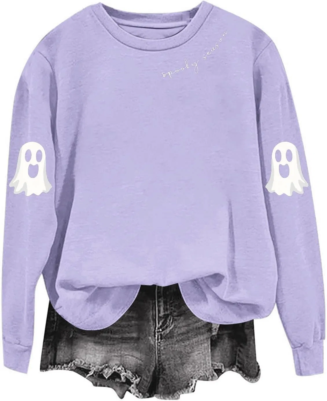 Женский свитшот с длинным рукавом, с принтом, Spooky Season, Aa Purple — фото 3