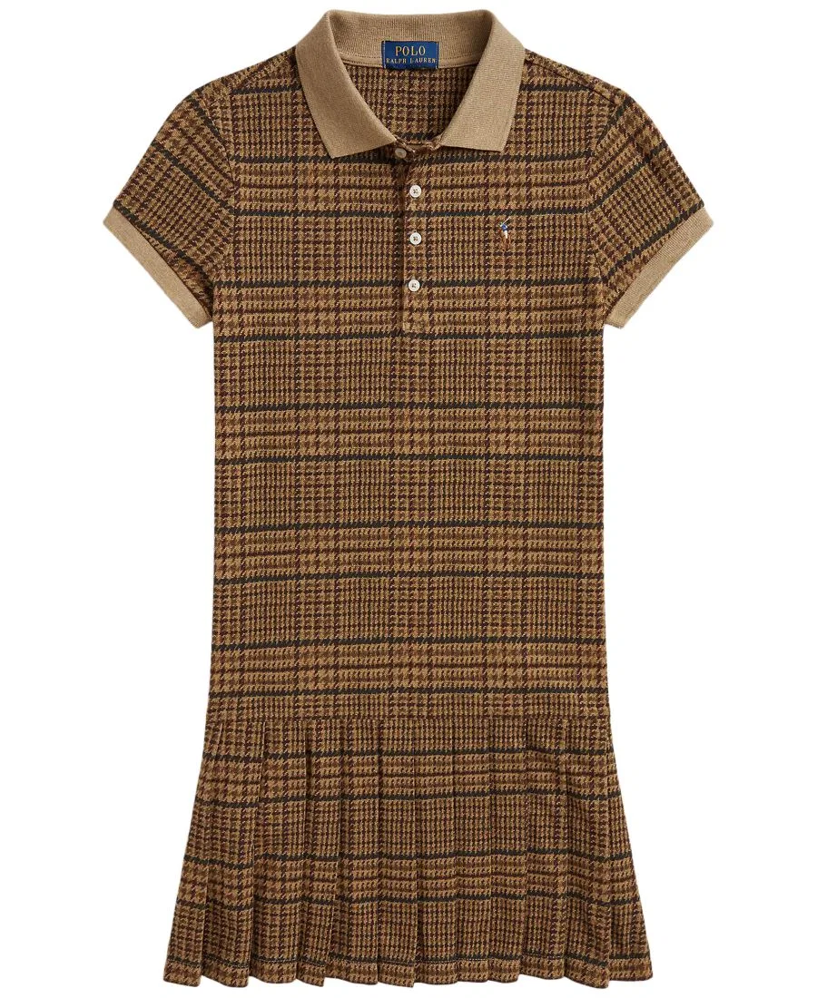Платье-поло из твидового трикотажа с вышивкой Polo Ralph Lauren, Glenview Tweed