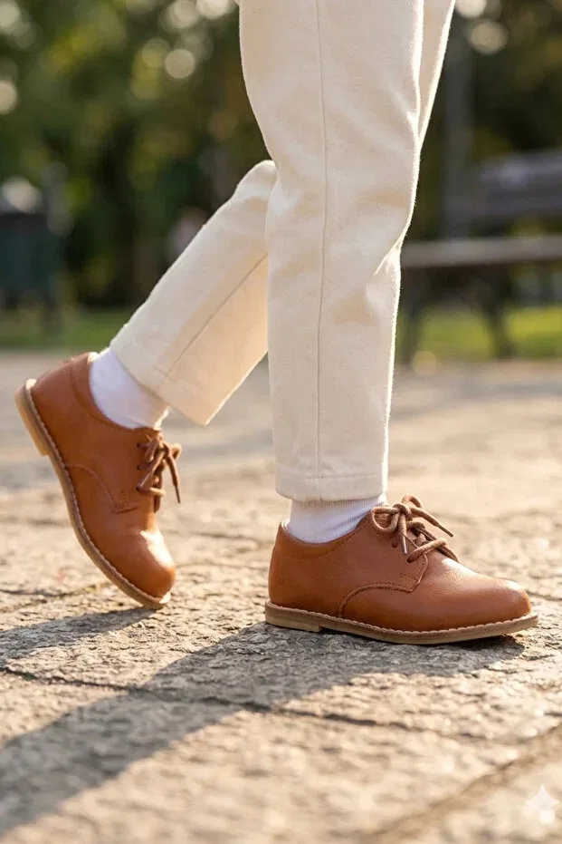 Детские туфли для мальчиков ортопедические Cevoclub Kids, Tan Color — фото 2