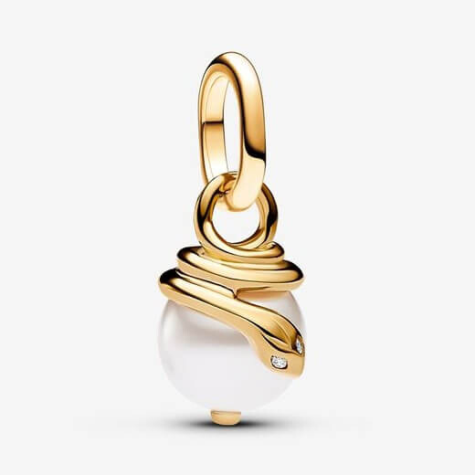 

Шарм-подвеска Pandora ME Snake Pearlescent Mini, золото/белый