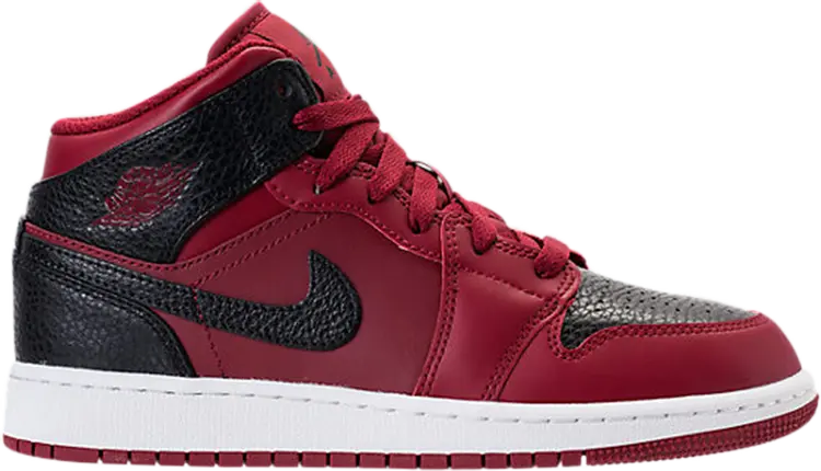 

Кроссовки Air Jordan 1 Retro Mid GS Team Red Black, красный, Красный;коричневый, Кроссовки Air Jordan 1 Retro Mid GS Team Red Black, красный