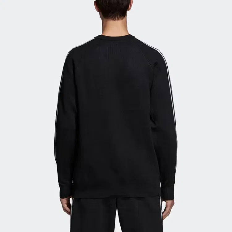 Свитшот с принтом 3 Stripes Knit Crew Adidas, черный — фото 2