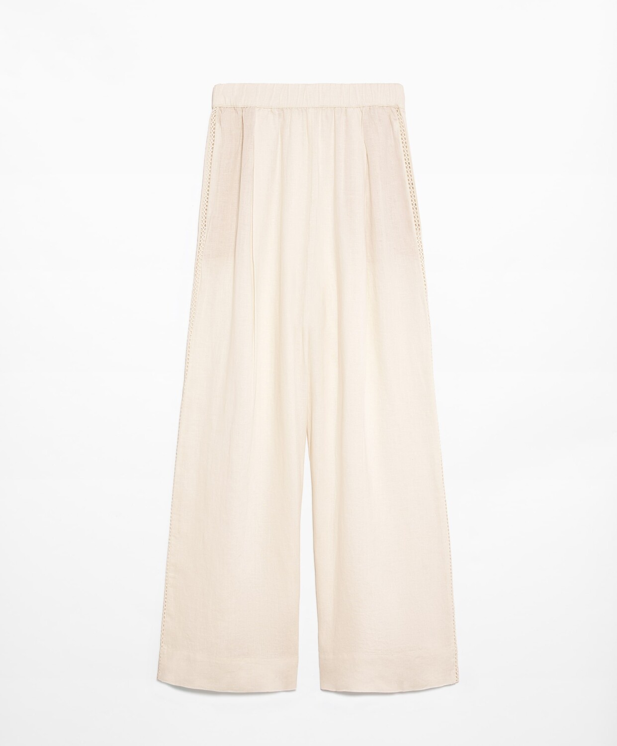 

Брюки Oysho Linen Embroidered, кремовый
