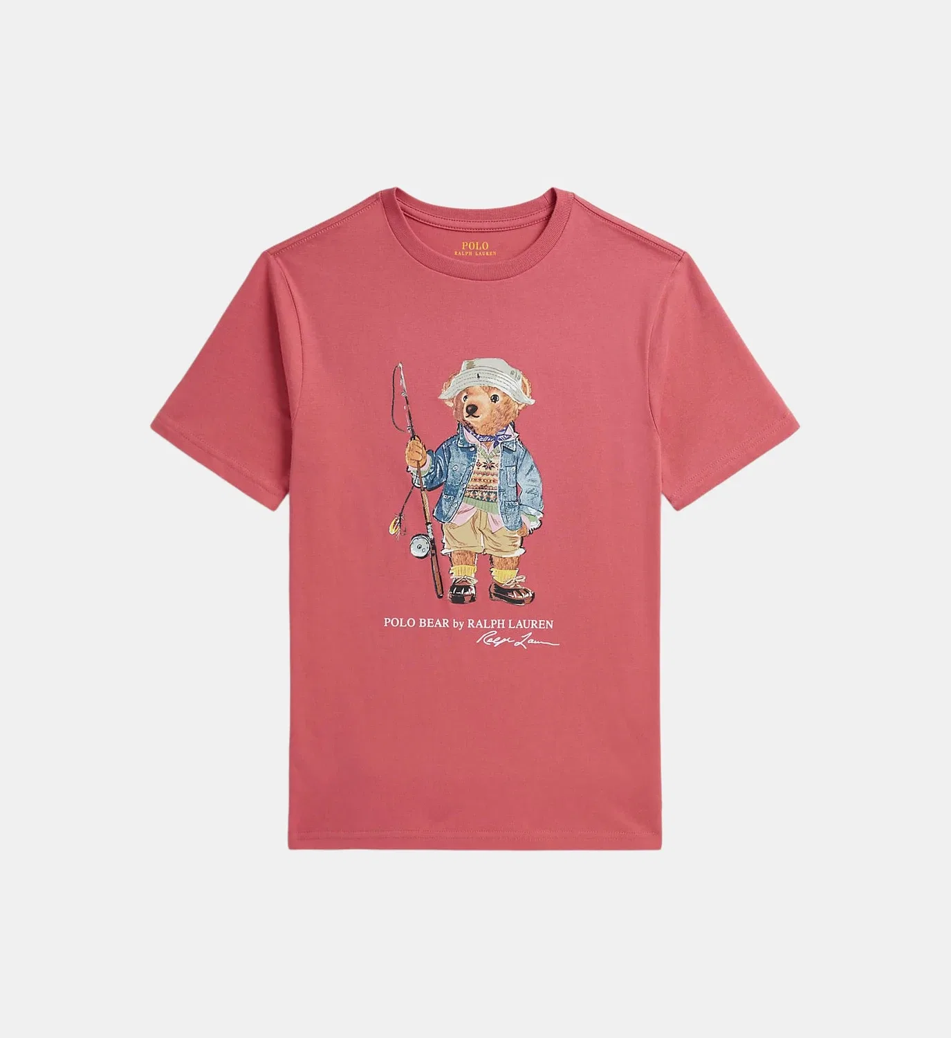 Футболка с медведем Поло из хлопкового джерси POLO RALPH LAUREN, розовый