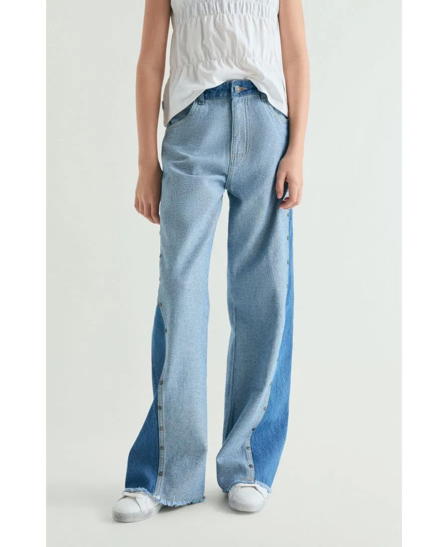 Детские джинсы с широкой штаниной и двухцветным дизайном Scalpers, Denim — фото 2