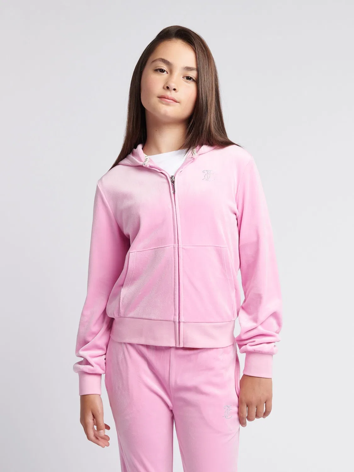 Толстовка на молнии с диамантами Juicy Couture, розовый/ржавый — фото 2