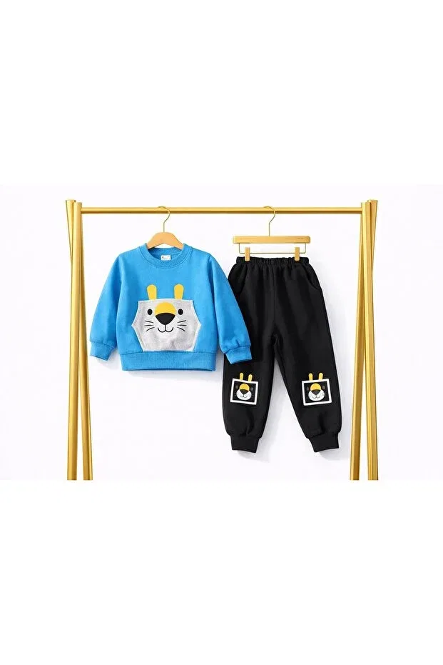 Детский спортивный комплект для мальчиков с принтом Memocan, Blue-Black