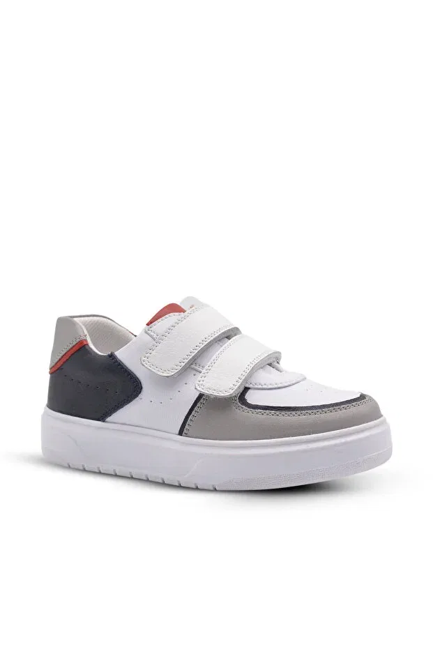Детские туфли для мальчиков на липучке с ортопедической стелькой Rocks Kids A More, White