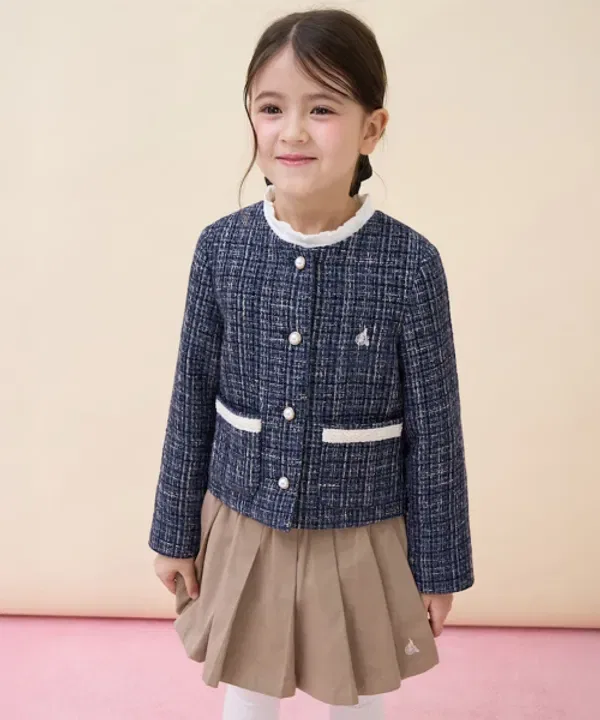 Детский жакет из твида, Beanpole Kids, темно-синий