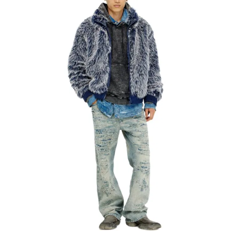 Мужская бархатная куртка с воротником-стойкой Medium Blue DIESEL, Medium Blue — фото 3
