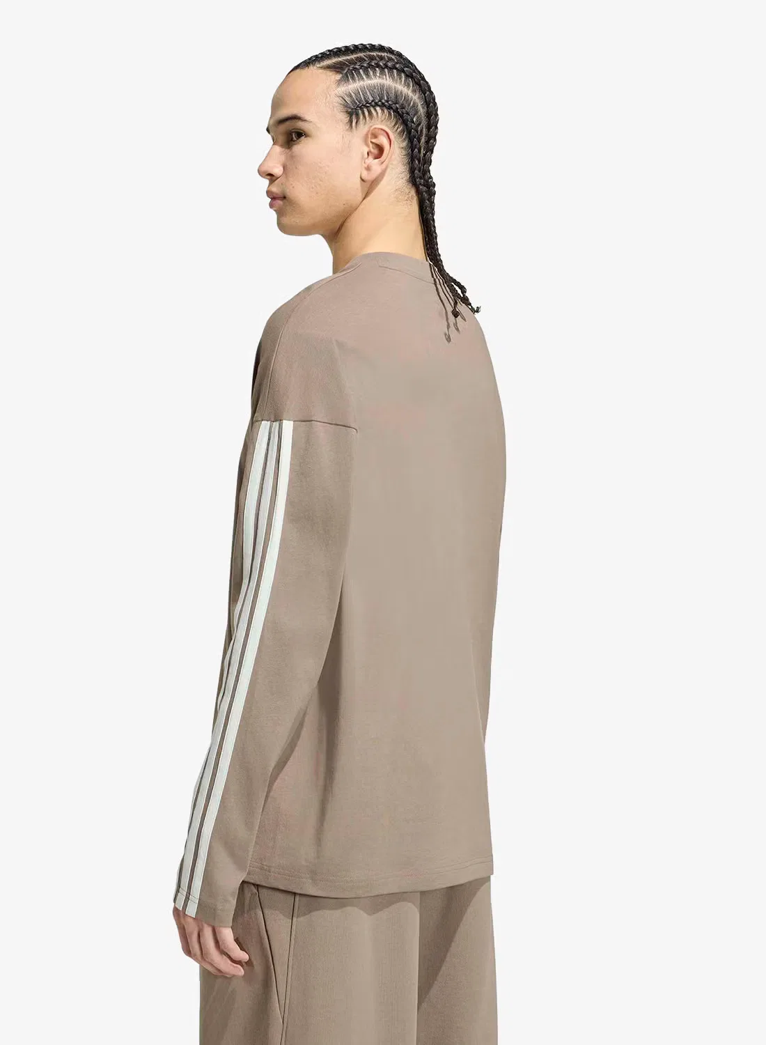 Футболка с длинным рукавом 3-Stripes Adidas, хаки — фото 2