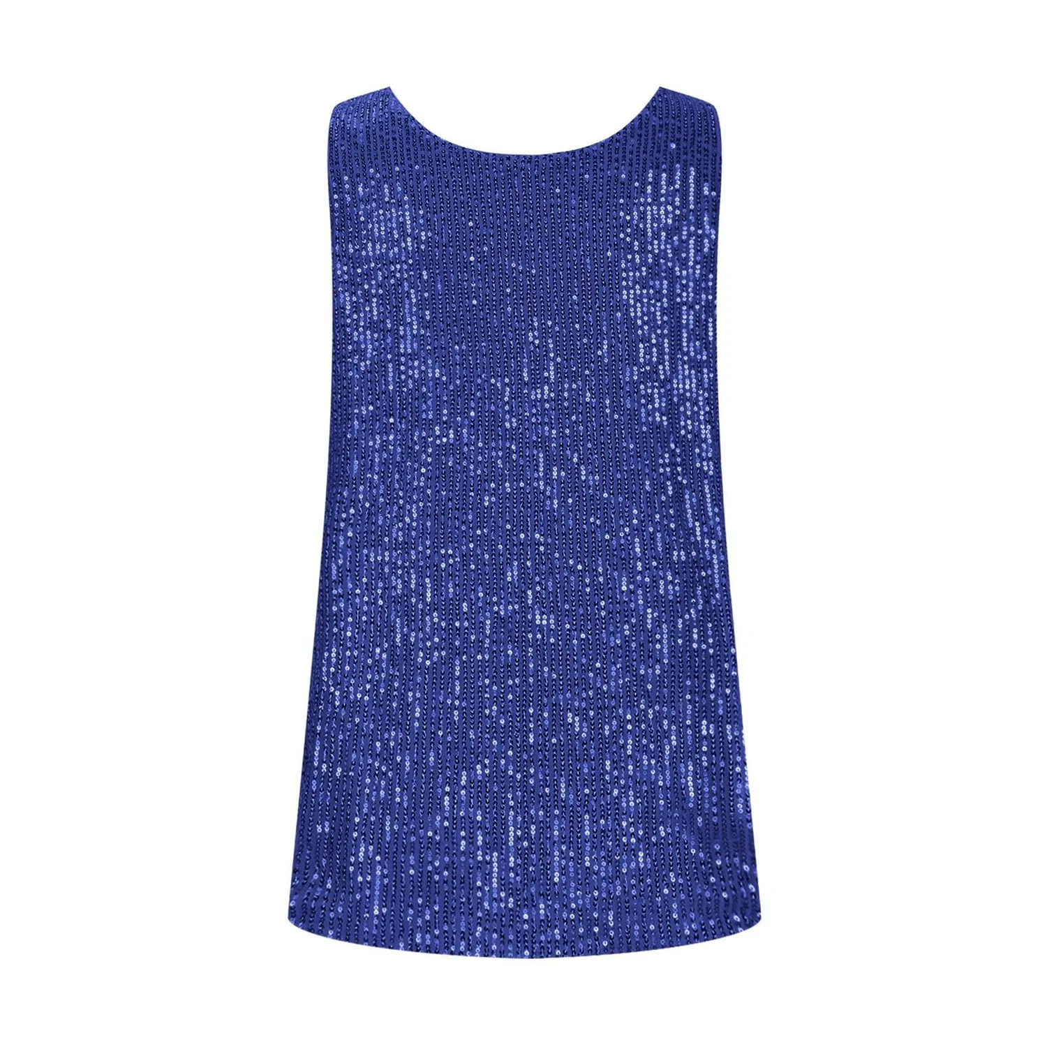 Женская туника без рукавов с блестками Sparkly Elegant Loose Sleeveless Tunic Top, Blue — фото 4