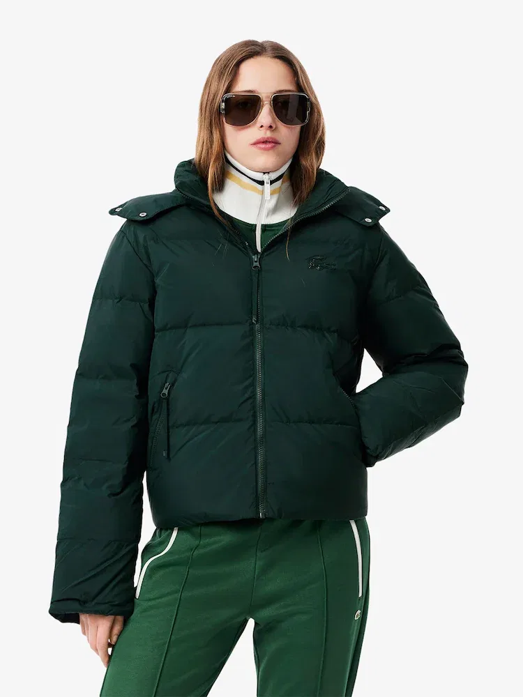 Куртка женская LACOSTE YZP, короткая с капюшоном, полиамид