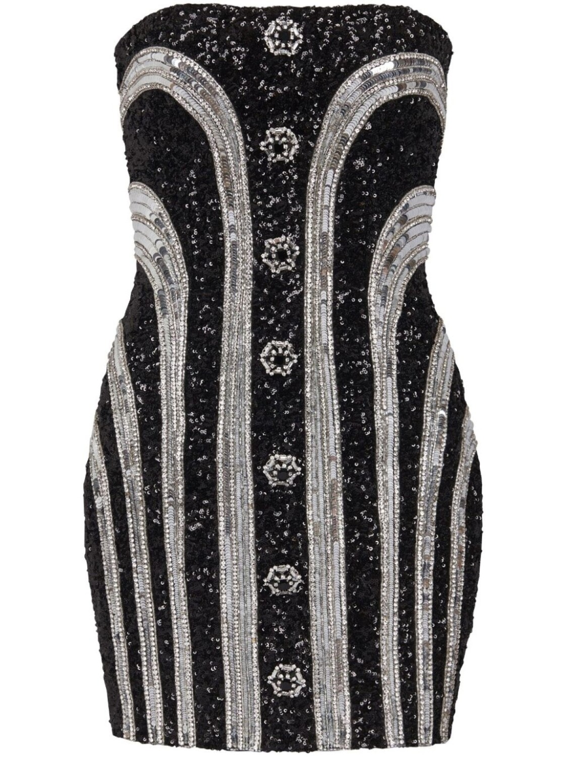 Balmain короткое платье с пайетками, черный