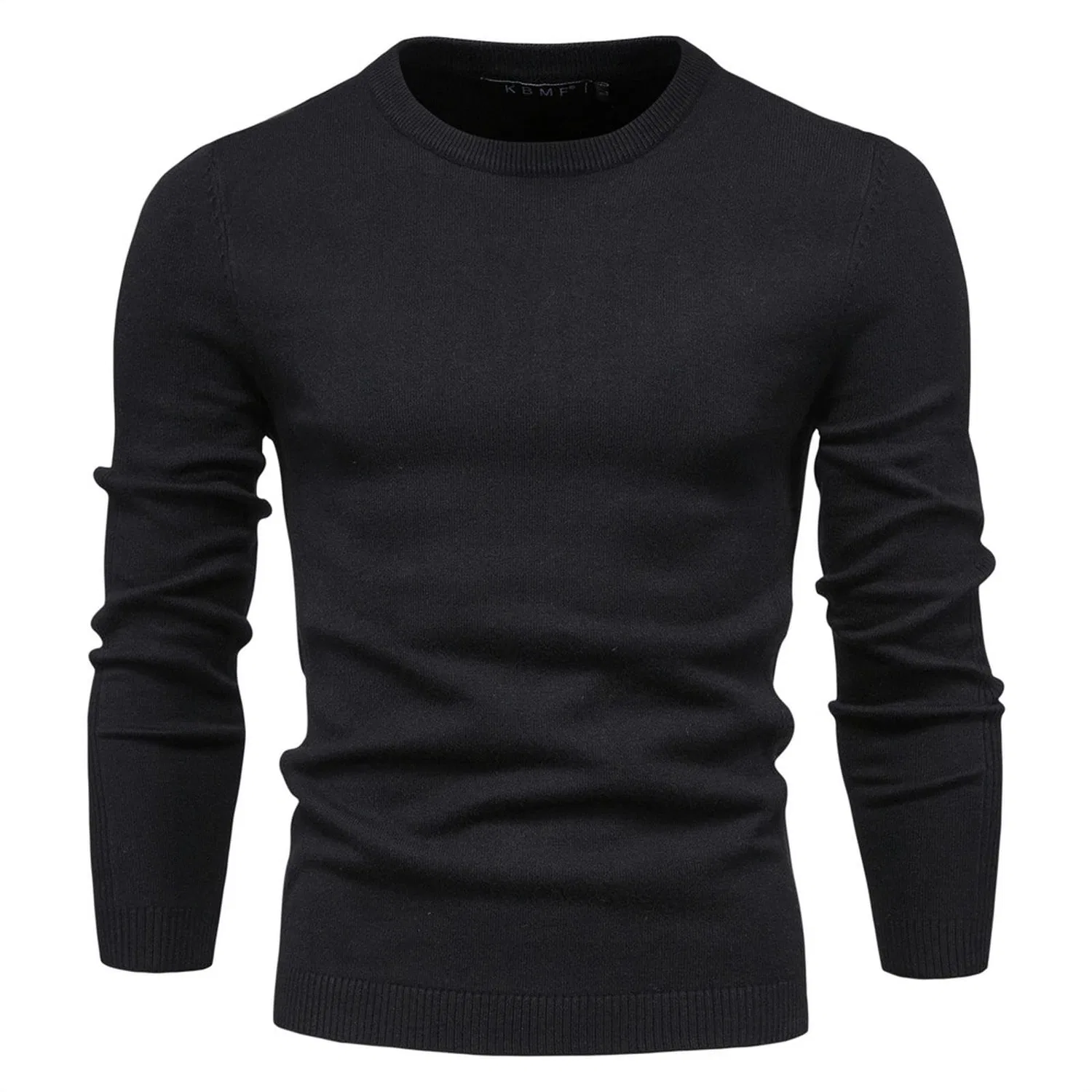 Мужской свитер с круглым вырезом, черный, XL, Black Crew Neck