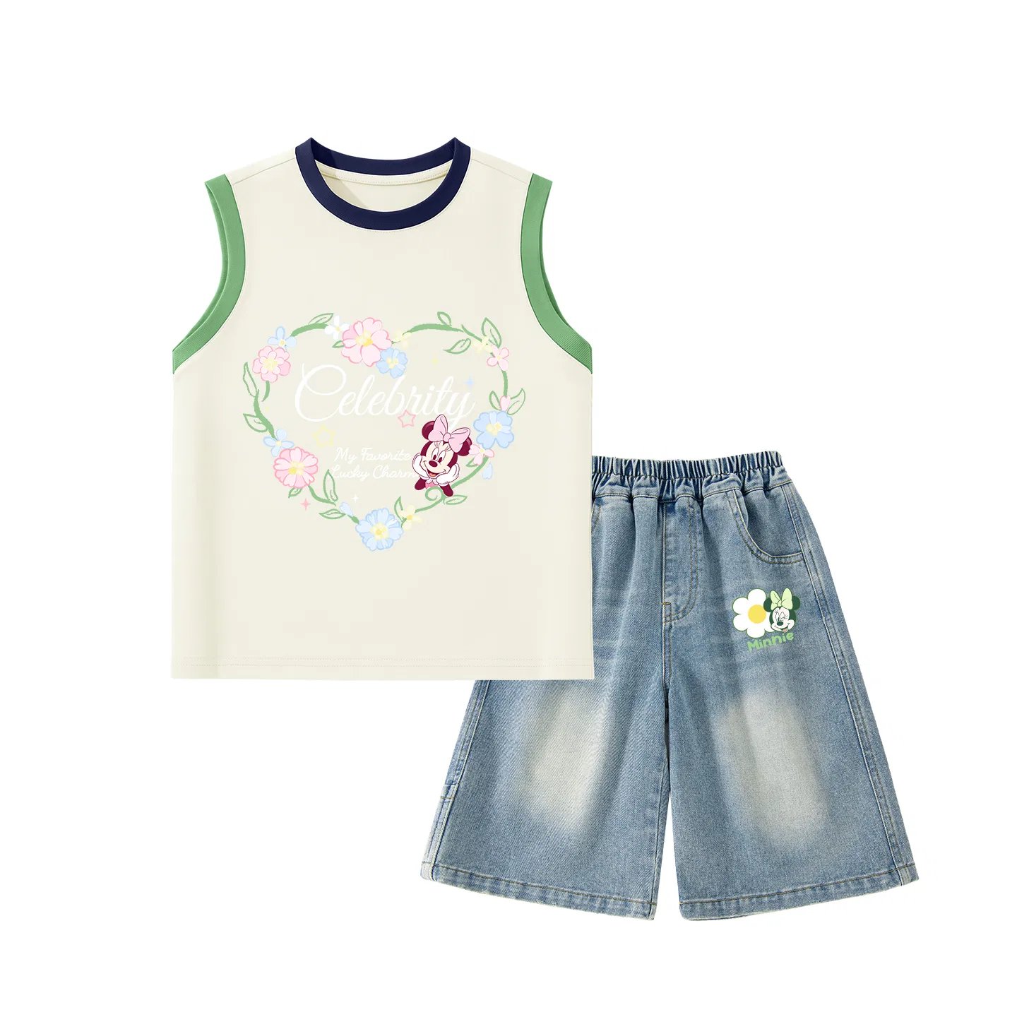 Детский спортивный костюм с круглым вырезом, Disney, Di Floral Basket Blue White+Di Flower K Denim Blue