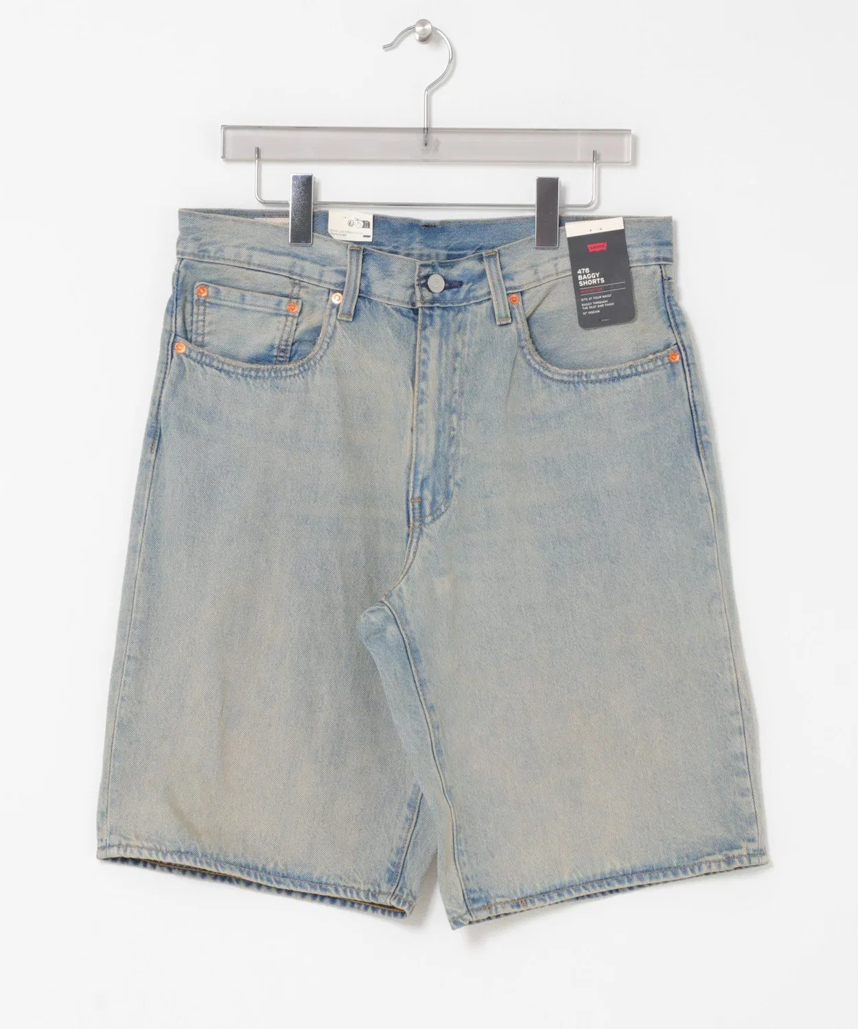 Мужские джинсовые шорты свободного кроя с потертостями 478 Baggy Shorts Levi's, Light Indigo Blue