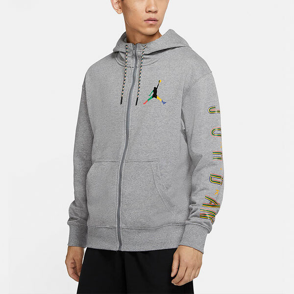 Куртка Men's Air Jordan Zipper Cardigan autumn Gray Hoodie, серый — фото 3