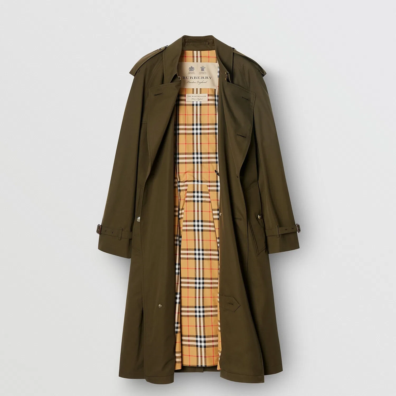 Пальто-тренч свободного кроя The Westminster Heritage Trench Coat Burberry, Dark Military Khaki — фото 2