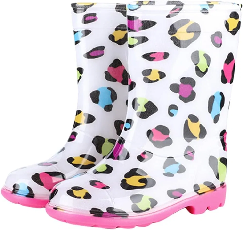 Детские сапоги дождевые с принтом автомобиля Boys Girls Rain Boots, White