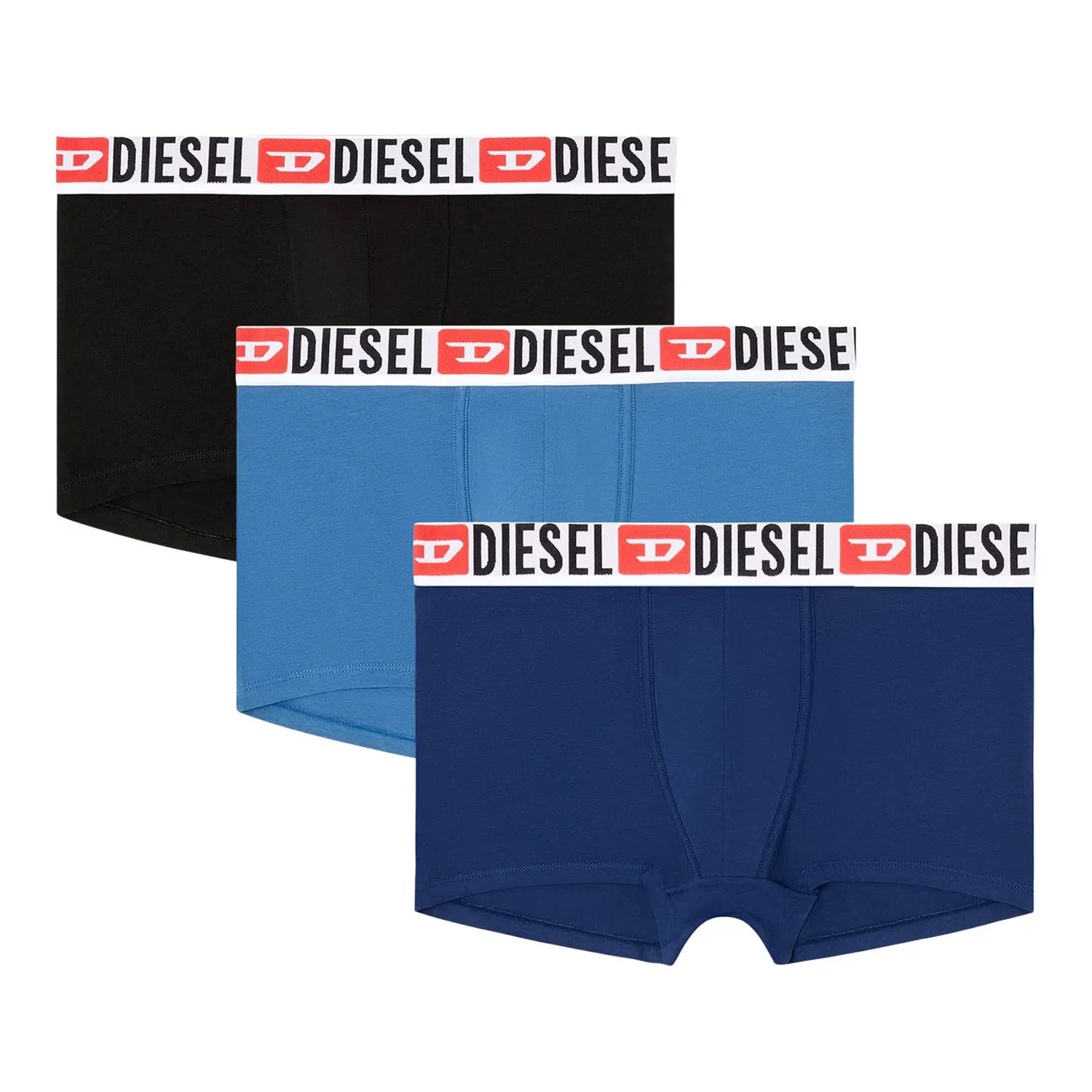 Боксерские шорты Diesel в темно-синем, светло-голубом и черном цветах
